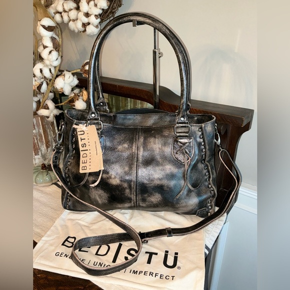 Bed Stu Handbags - NWT Bed Stu Rockababy Satchel Shoulder Crossbody Black Hand Wash MSRP $270